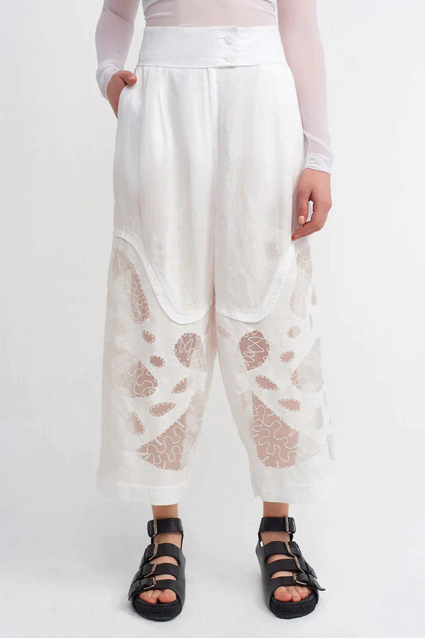 Nu Transparent Detail Trousers Off White