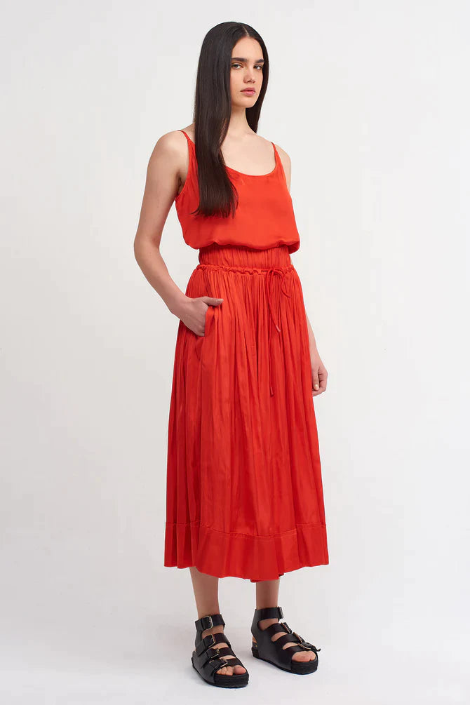 Nu Pleated Wide Leg Trousers Red