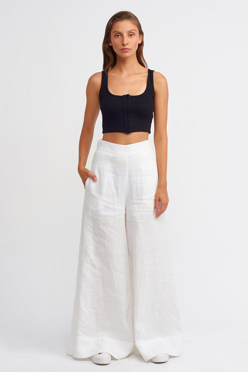 Nu High Waist Wide Leg Trousers Off White