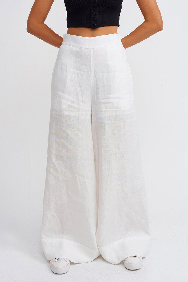 Nu High Waist Wide Leg Trousers Off White