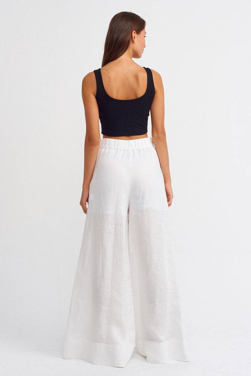 Nu High Waist Wide Leg Trousers Off White