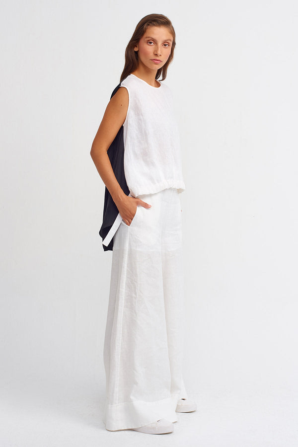 Nu High Waist Wide Leg Trousers Off White