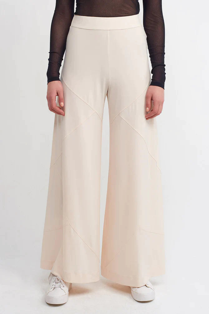 Nu Wide Leg Trousers With Stitched Detail Natural