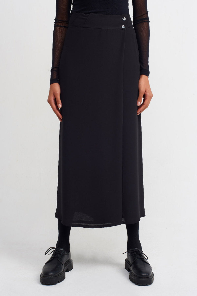 Nu Wide Leg Trousers With Overlap Detail Black