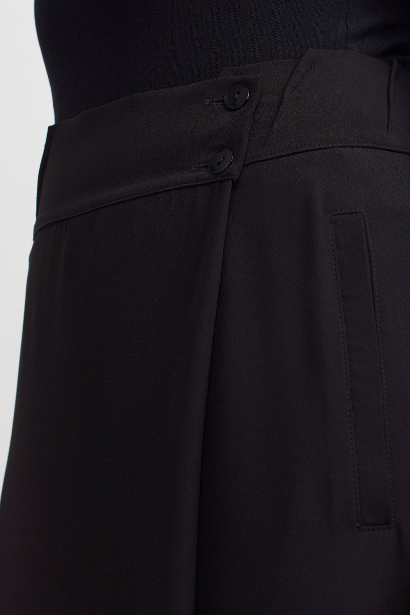 Nu Wide Leg Trousers With Overlap Detail Black