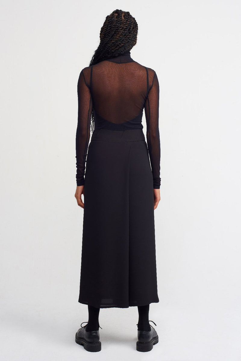 Nu Wide Leg Trousers With Overlap Detail Black