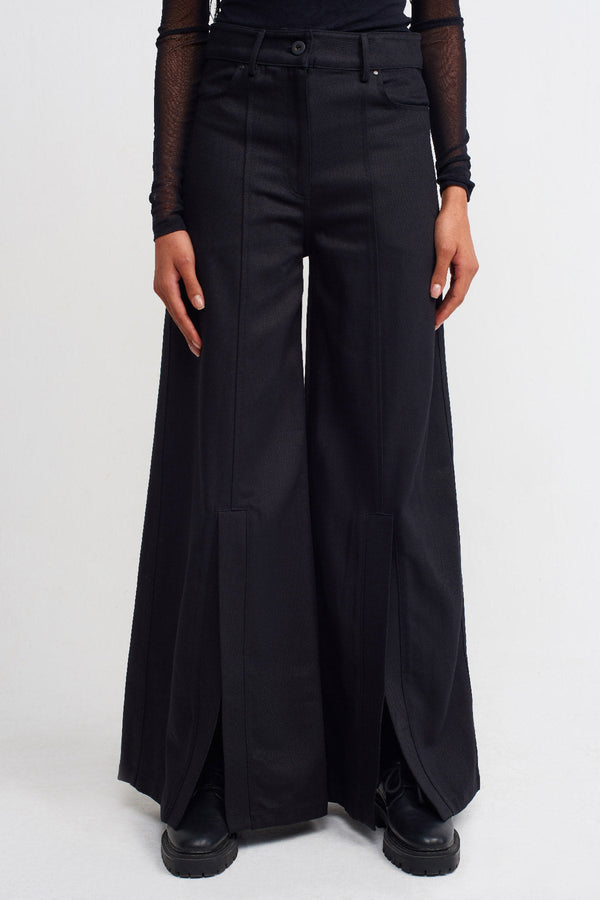 Nu Wide Leg Denim Trousers Black