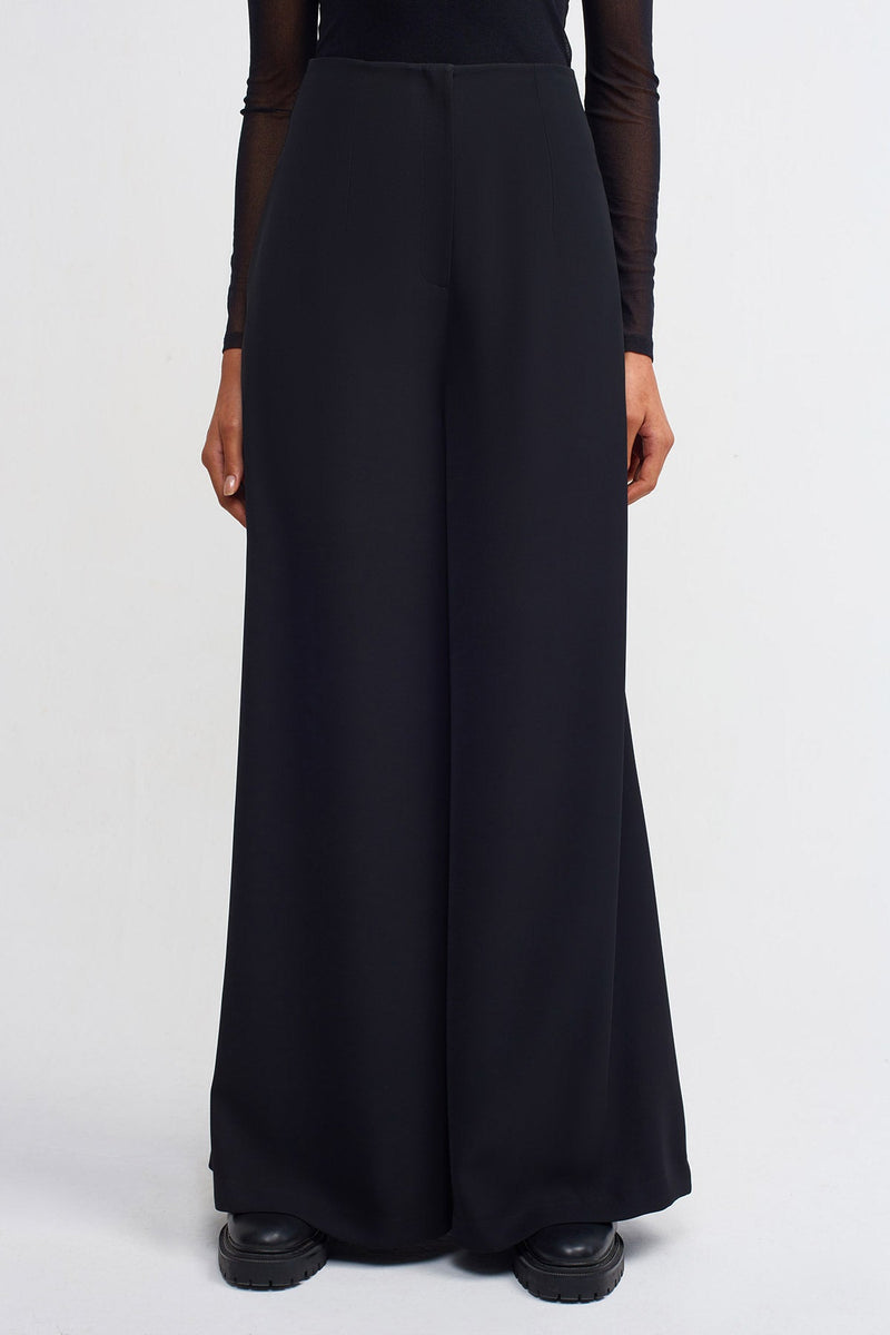 Nu Solid Wide Leg Trousers Black