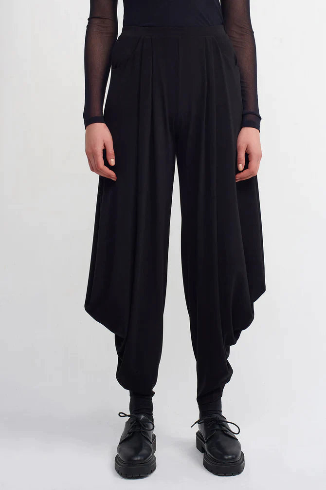 Nu Elasticated Waist Solid Trousers Black