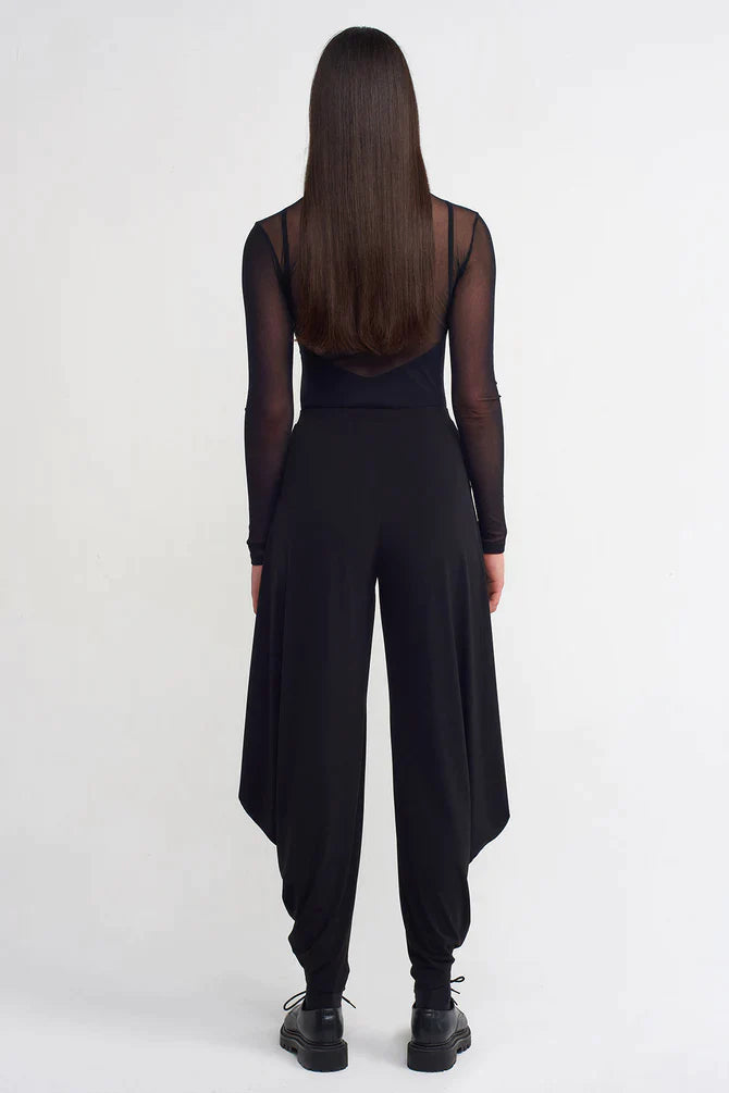 Nu Elasticated Waist Solid Trousers Black