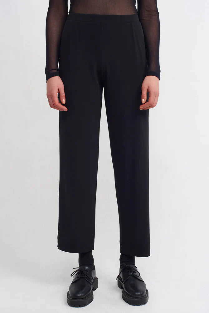 Nu Elasticated Waist Solid Trousers Black