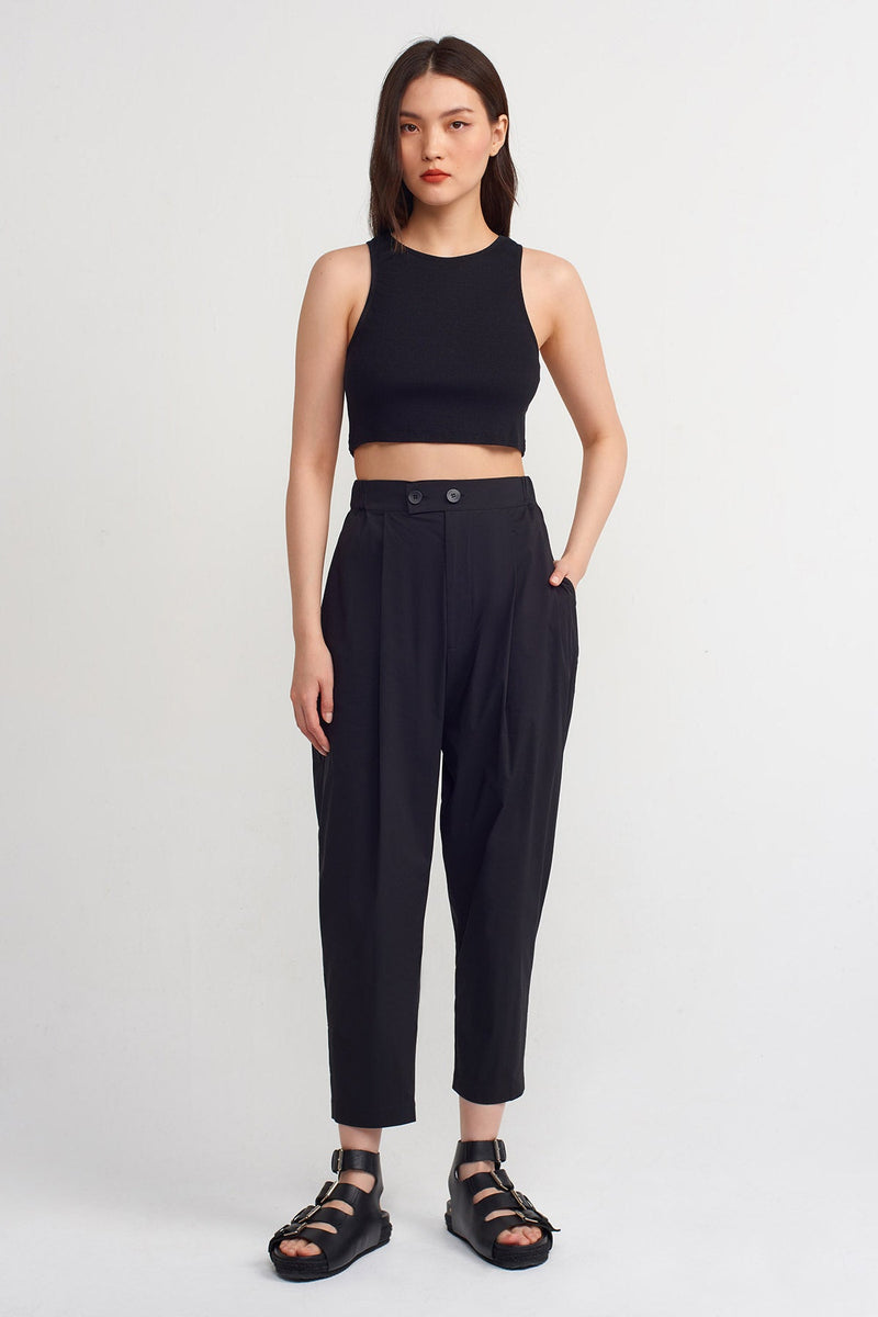 Nu Semi-Elasticated Waist Trousers Black