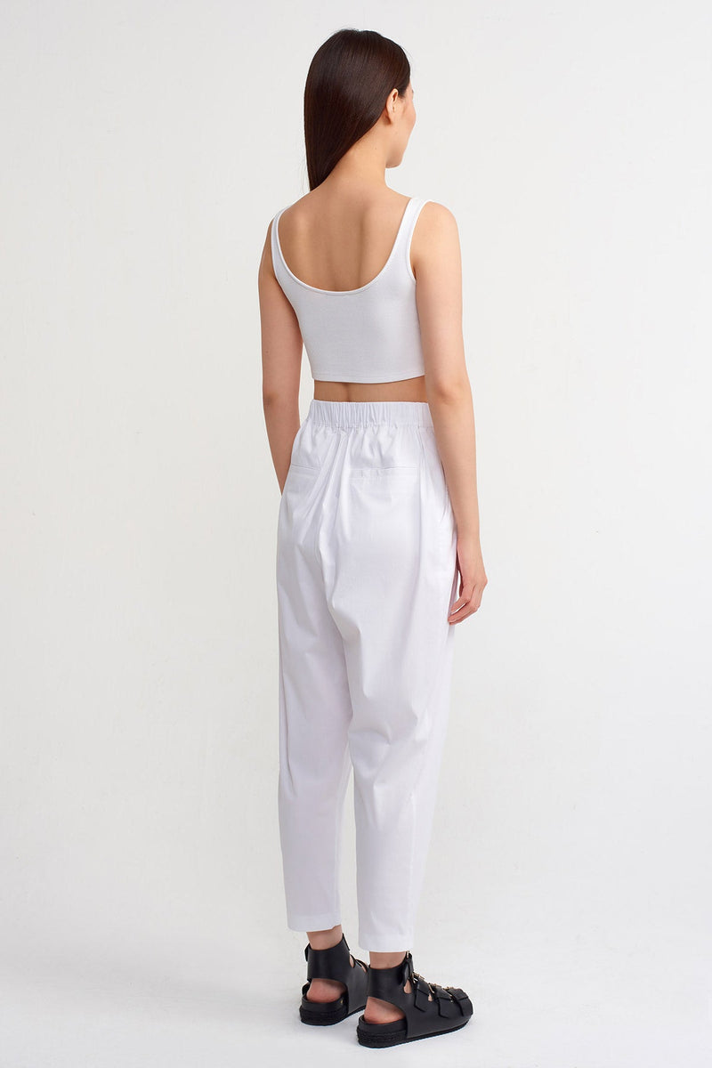 Nu Semi-Elasticated Waist Trousers Off White