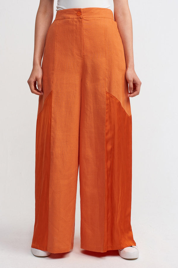 Nu Linen Mix Satin Loose Trousers Amber