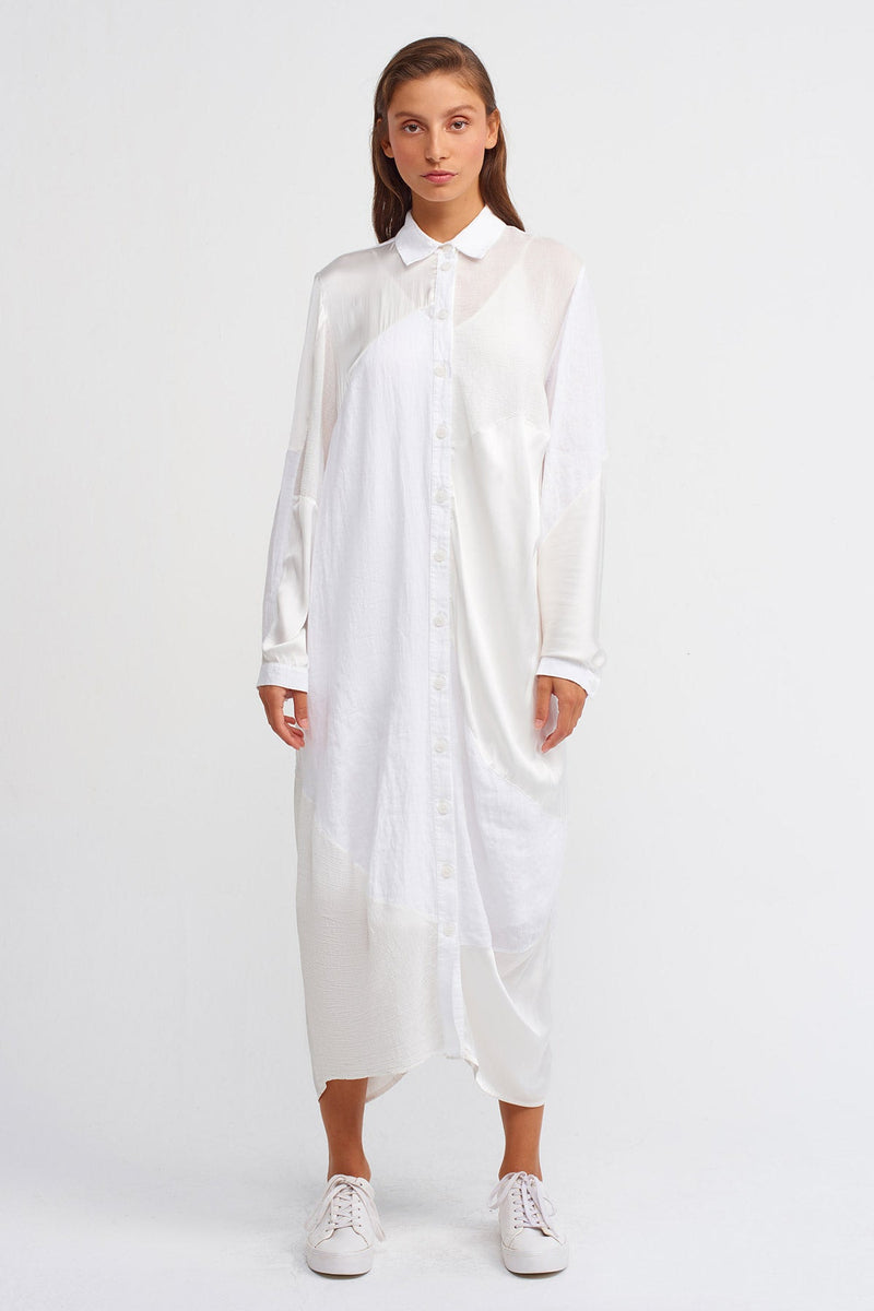 Nu Solid Midi Shirt Dress Off White