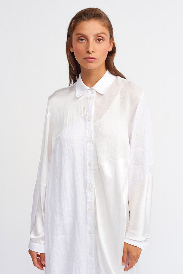 Nu Solid Midi Shirt Dress Off White