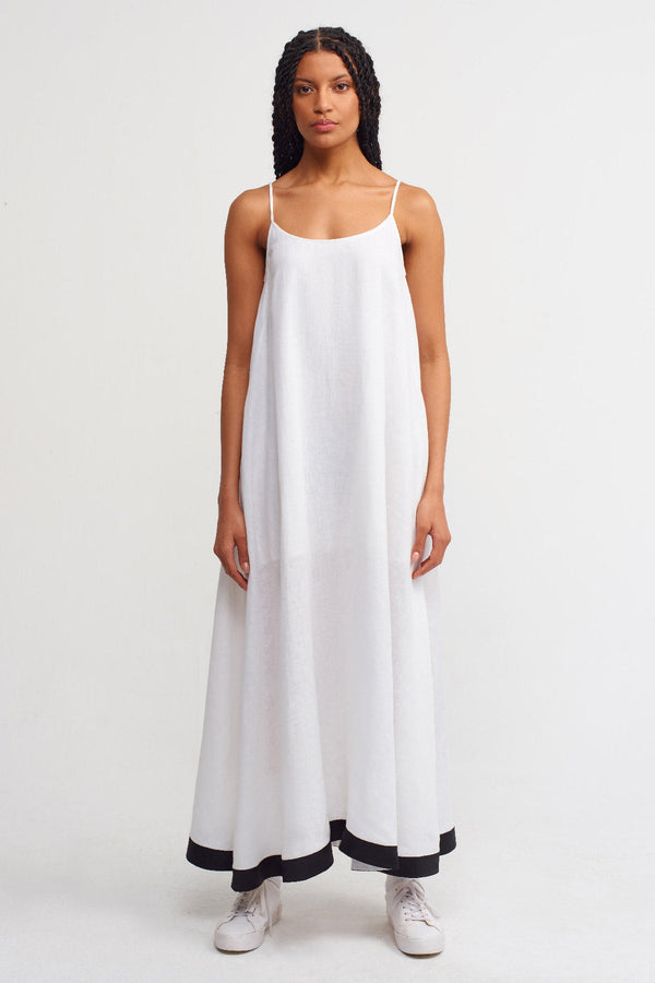 Nu Thin Strap Maxi Dress Offwhite/Black