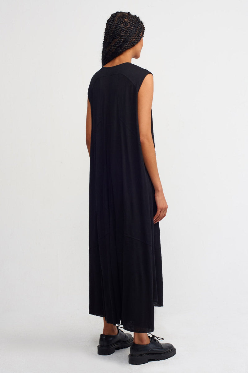 Nu Stitched Detail Maxi Dress Black