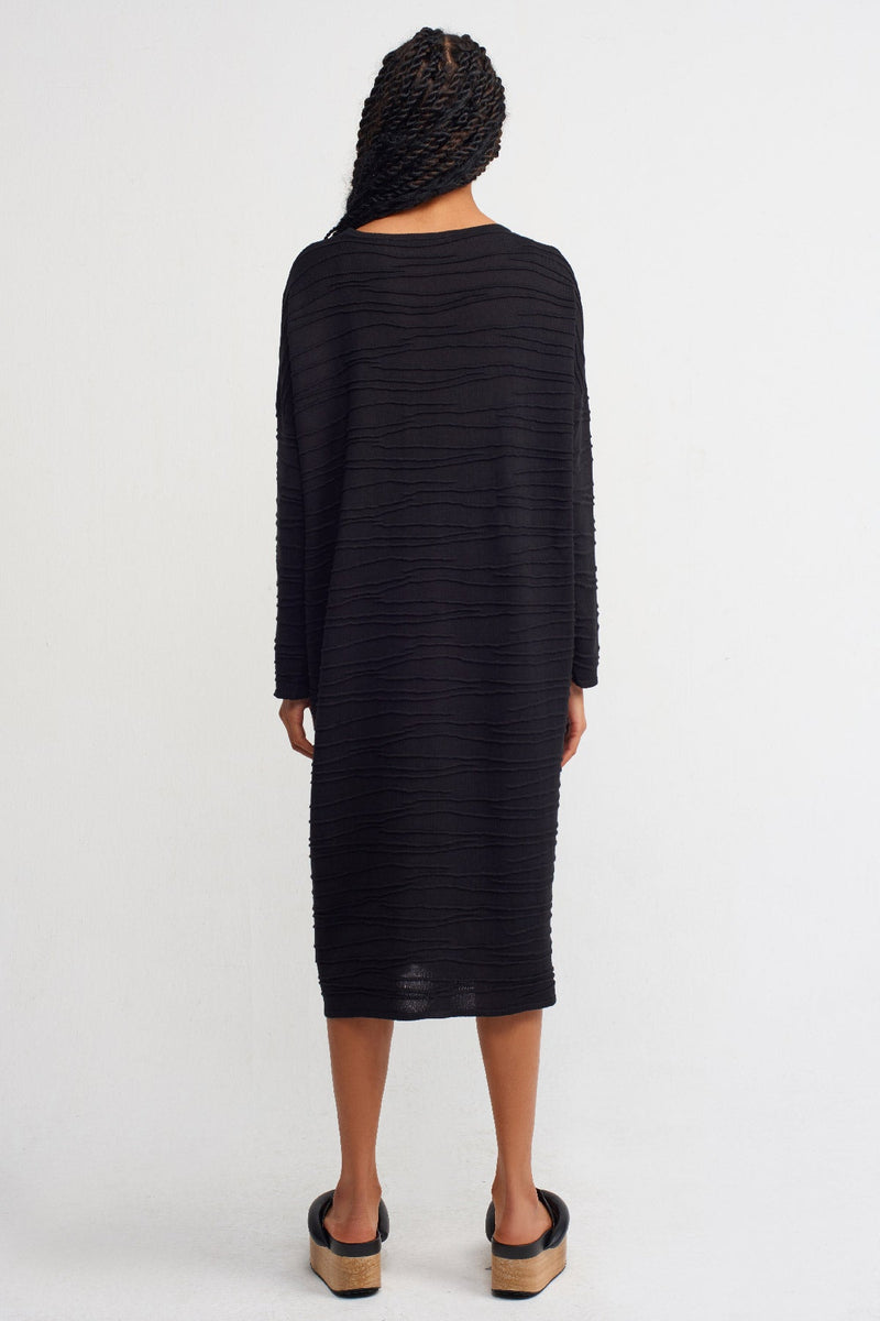 Nu Solid Knitted Midi Dress Black