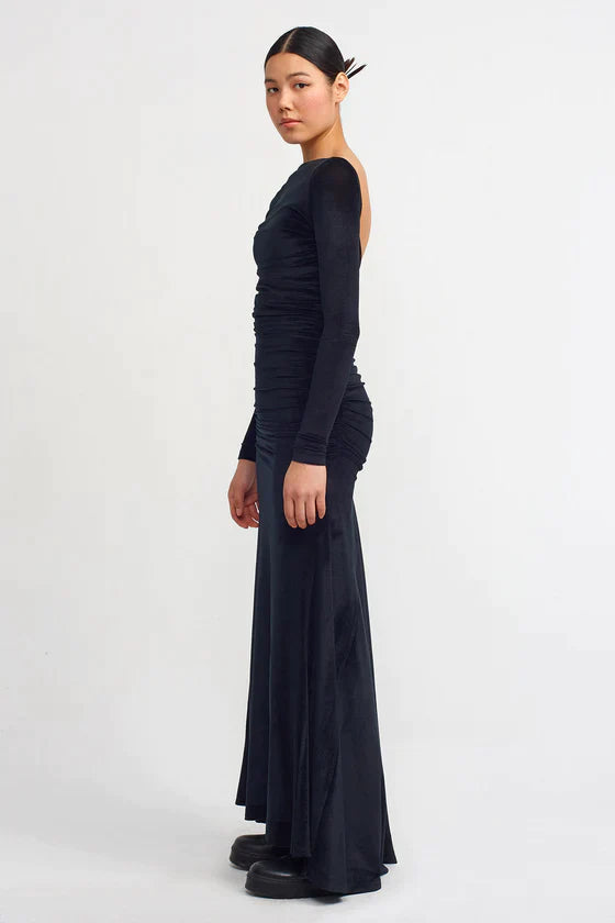 Nu Velvet Backless Maxi Dress Black