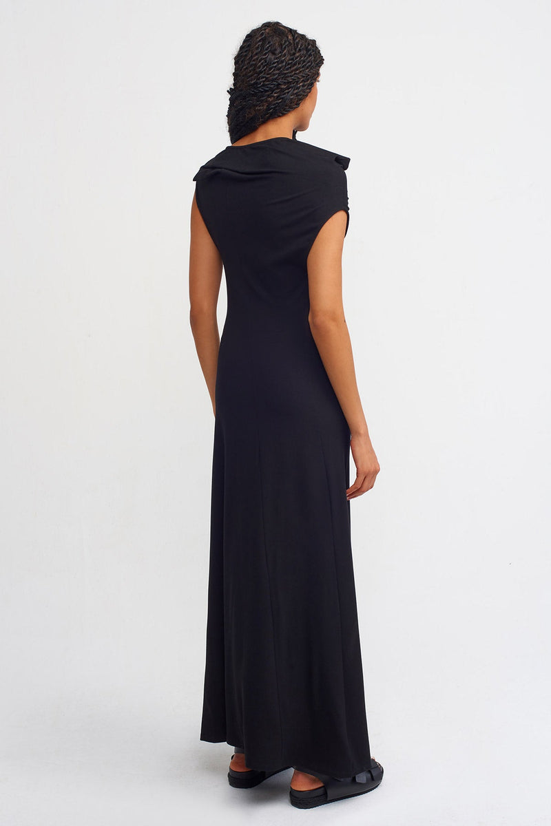 Nu Elasticated Detail Maxi Dress Black