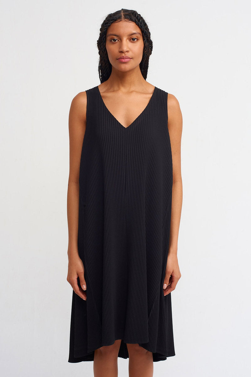 Nu Ribbed Sleeveless Midi Dress Black