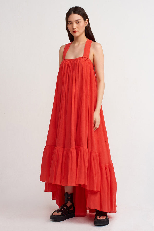 Nu Criss Cross Strap Maxi Dress Orange