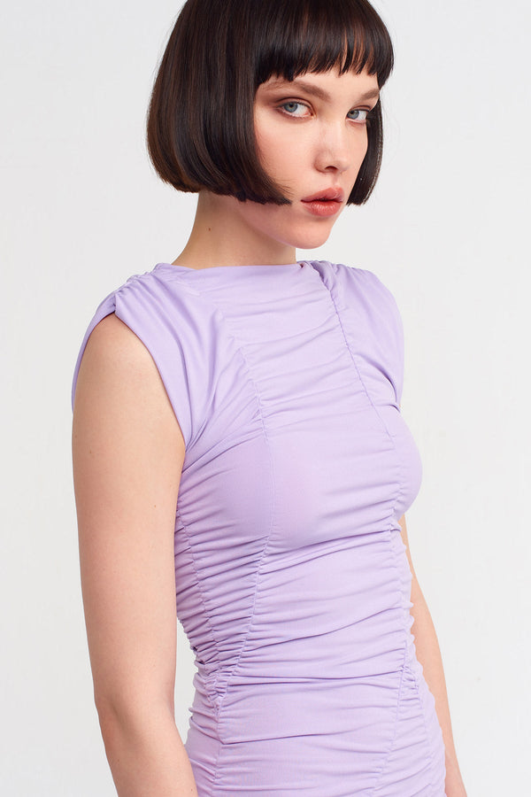 Nu Pleated Tight Jersey Dress Lilac