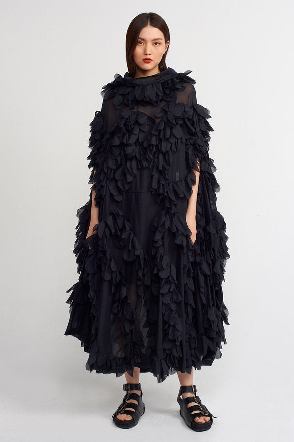 Nu Ruffled Oversize Maxi Dress Black