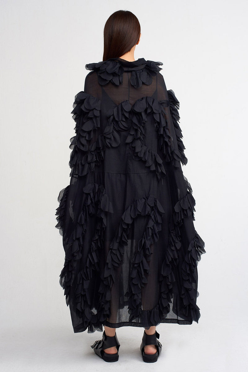 Nu Ruffled Oversize Maxi Dress Black