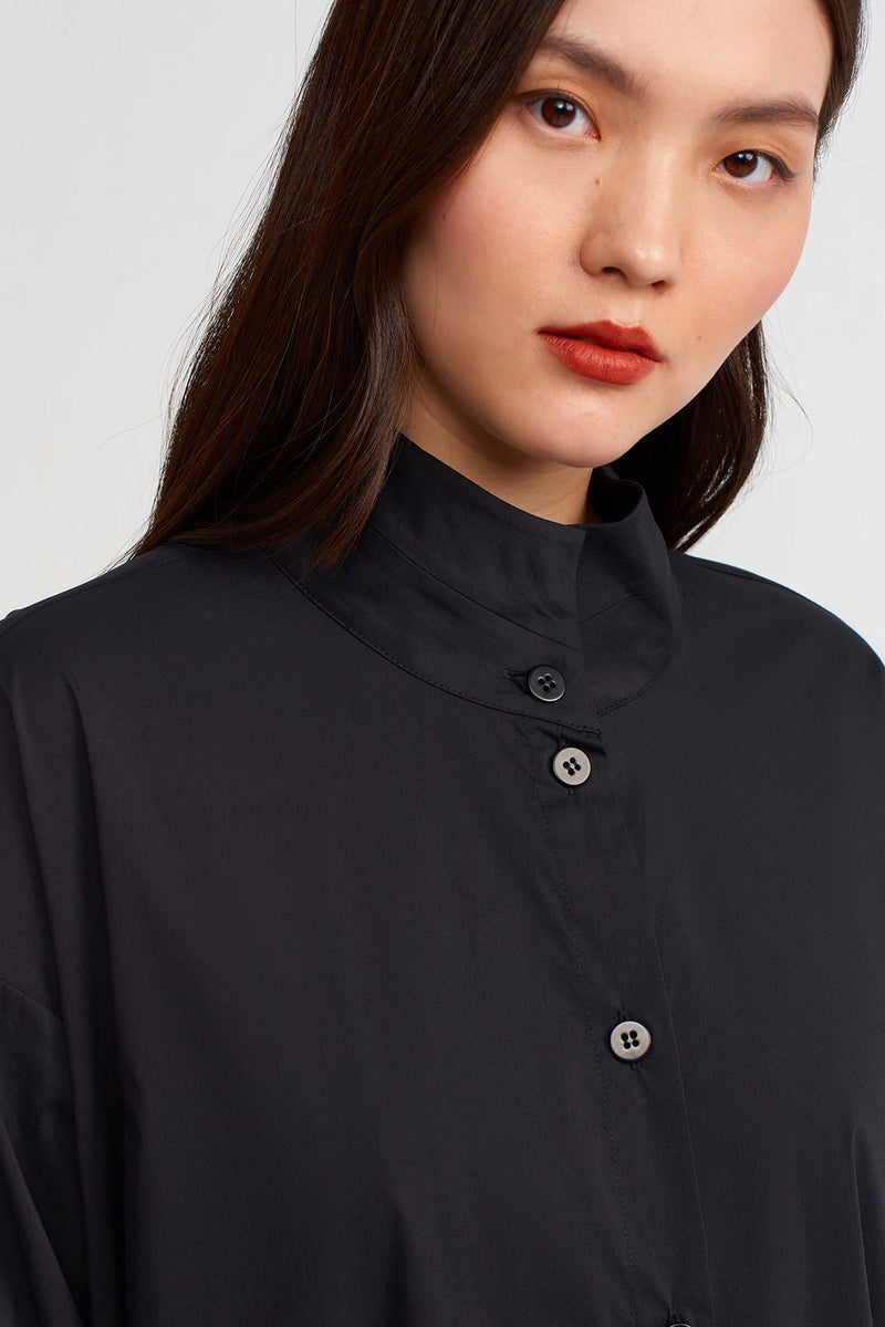 Nu Straight Collar Shirt Dress Black