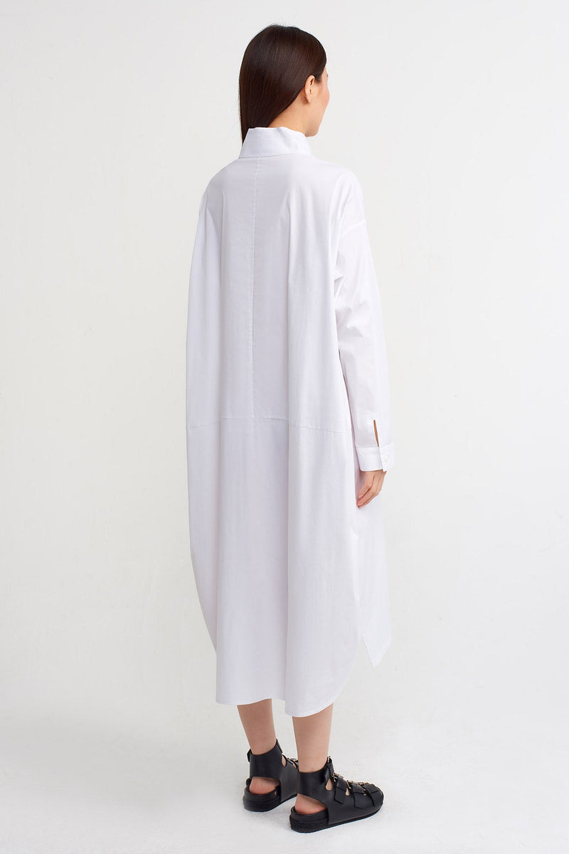 Nu Straight Collar Shirt Dress Off White