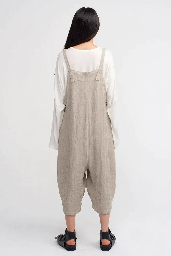 Nu Thin Strap Textured Jumpsuit Light Grey