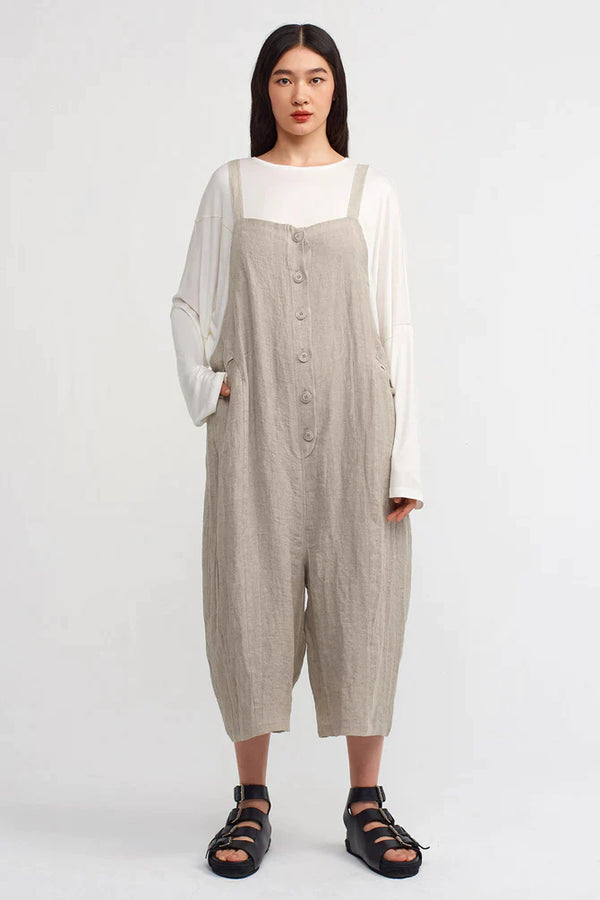 Nu Thin Strap Textured Jumpsuit Light Grey