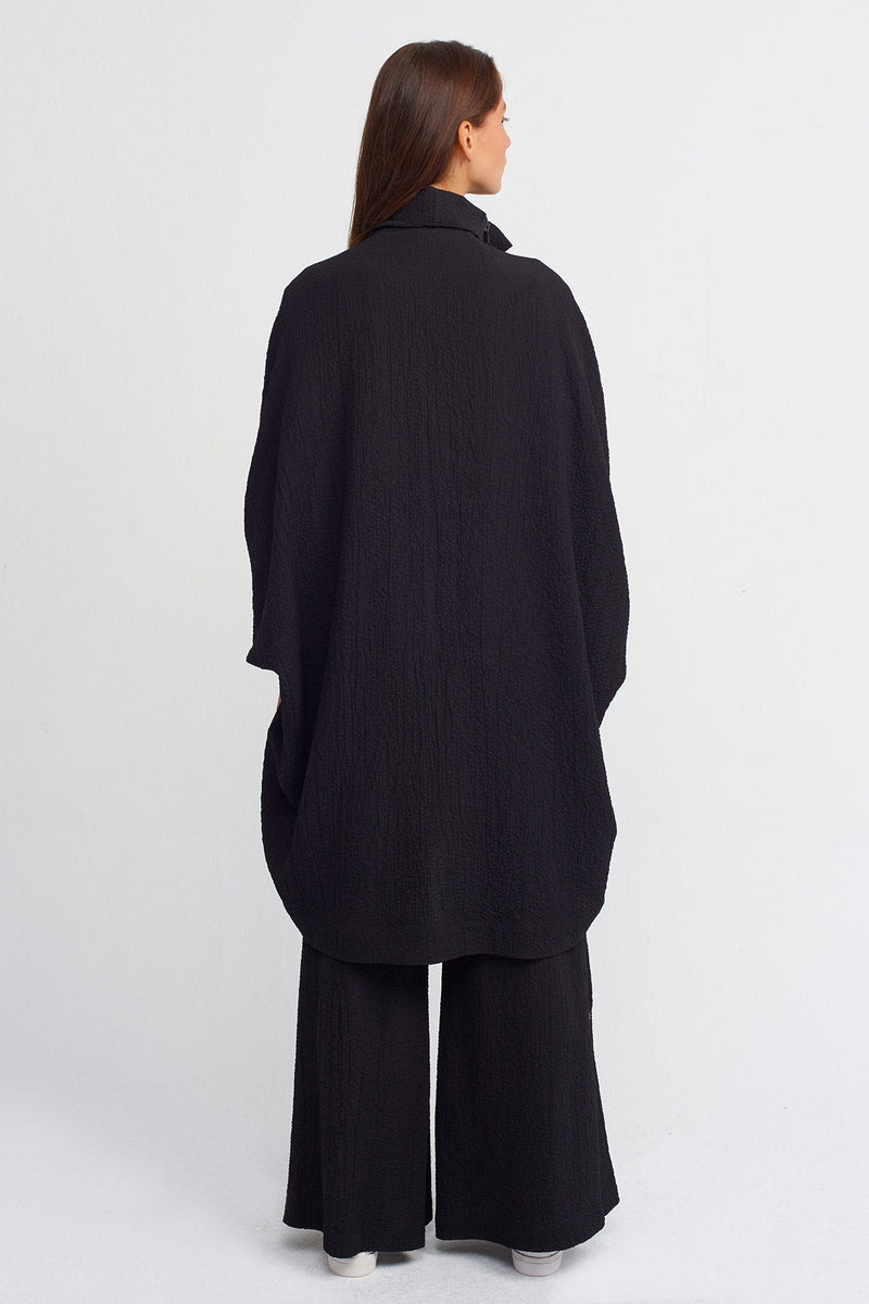 Nu Solid Textured Midi Outerwear Black