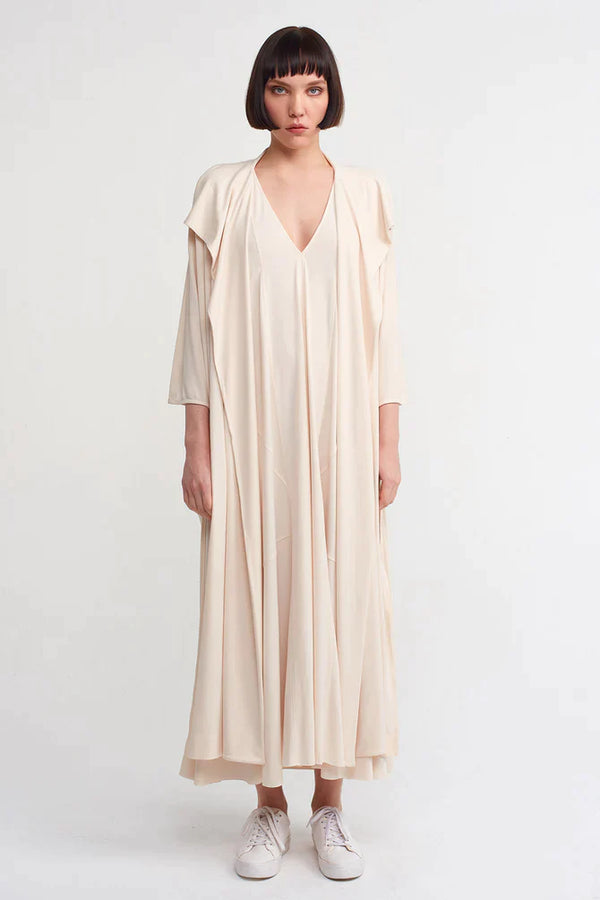 Nu Solid Open-Front Maxi Outerwear Natural