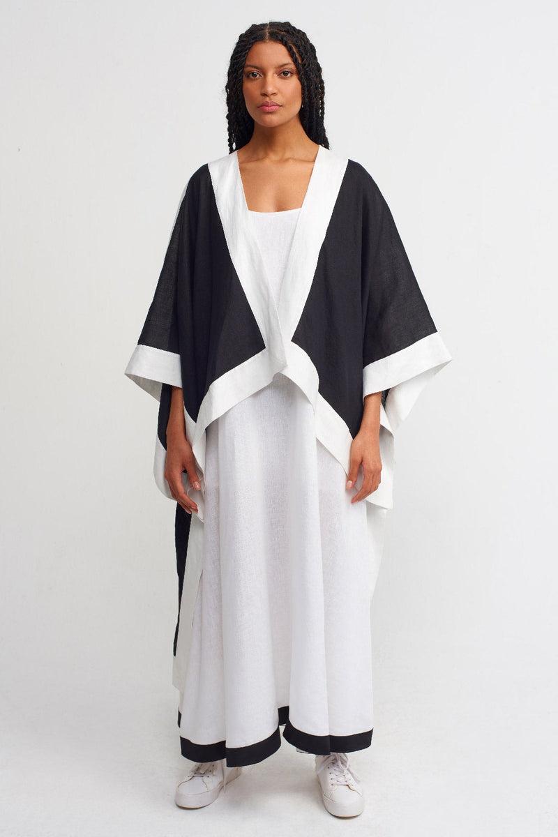 Nu Two-Toned Kimono Outerwear Black-White