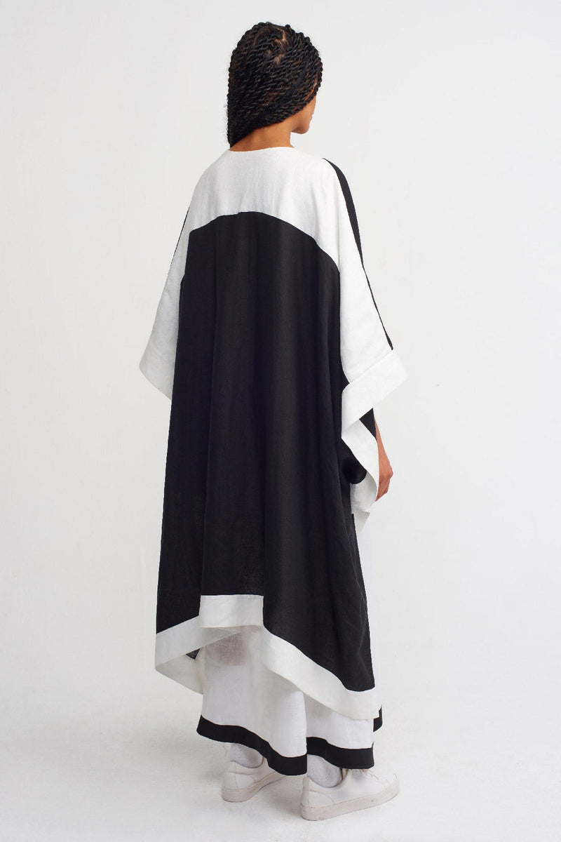 Nu Two-Toned Kimono Outerwear Black-White