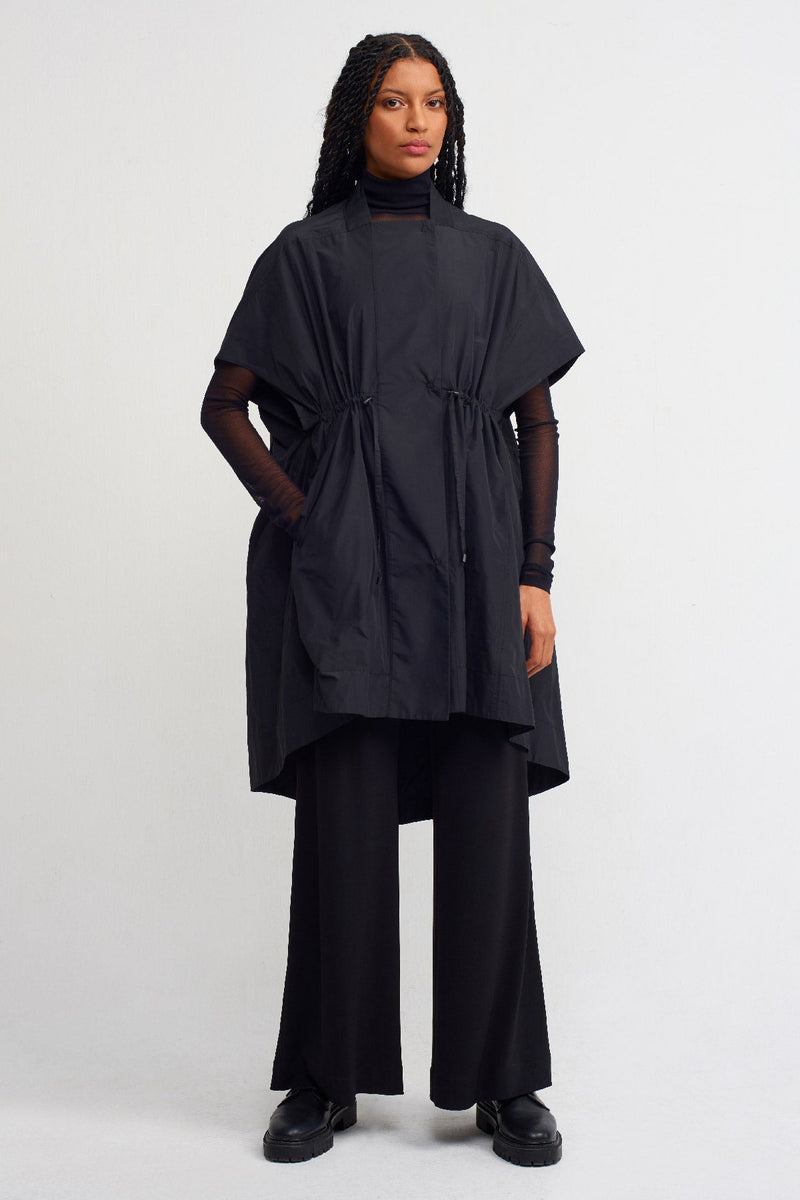 Nu Solid Wide Midi Outerwear Black