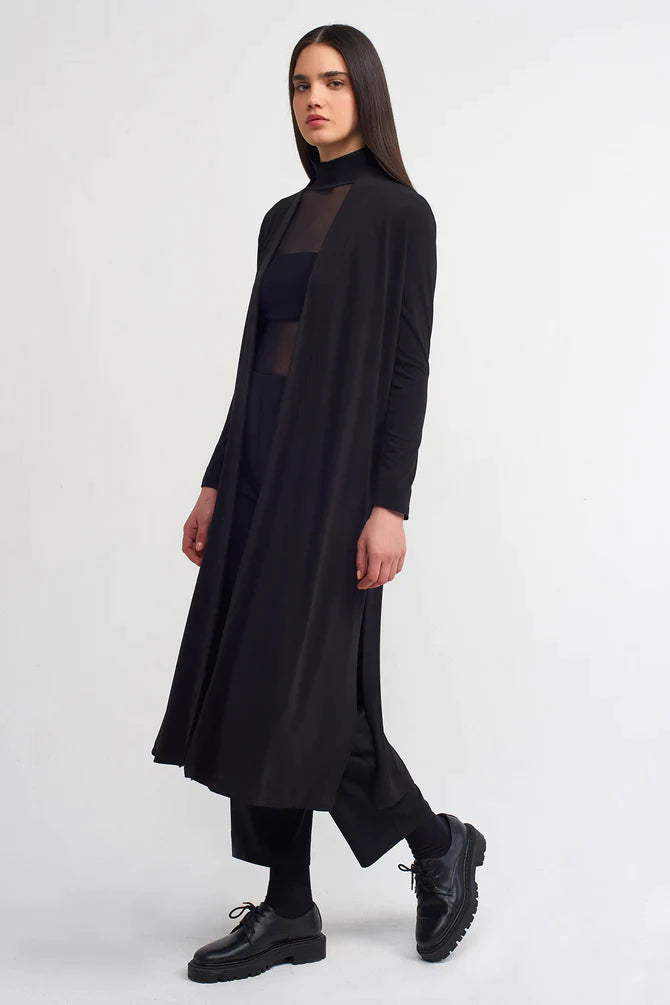 Nu Solid Open-Front Outerwear Black