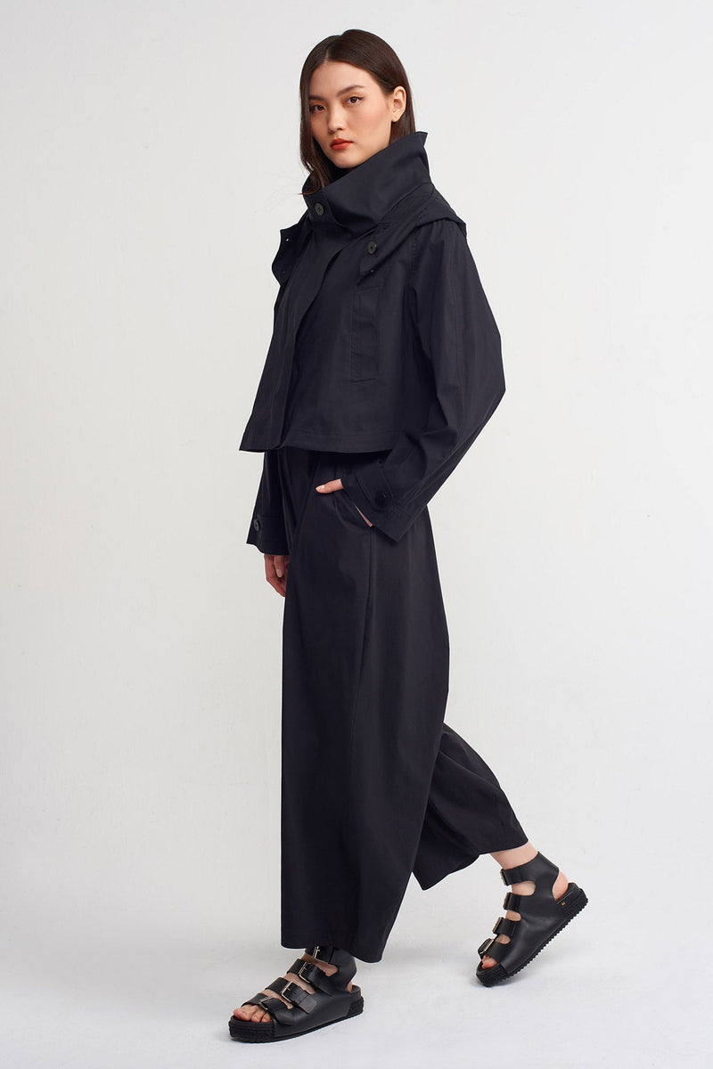 Nu Solid Hooded Poplin Jacket Black