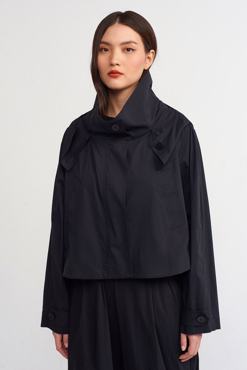 Nu Solid Hooded Poplin Jacket Black