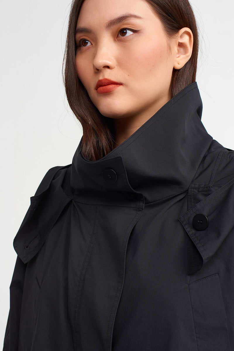 Nu Solid Hooded Poplin Jacket Black