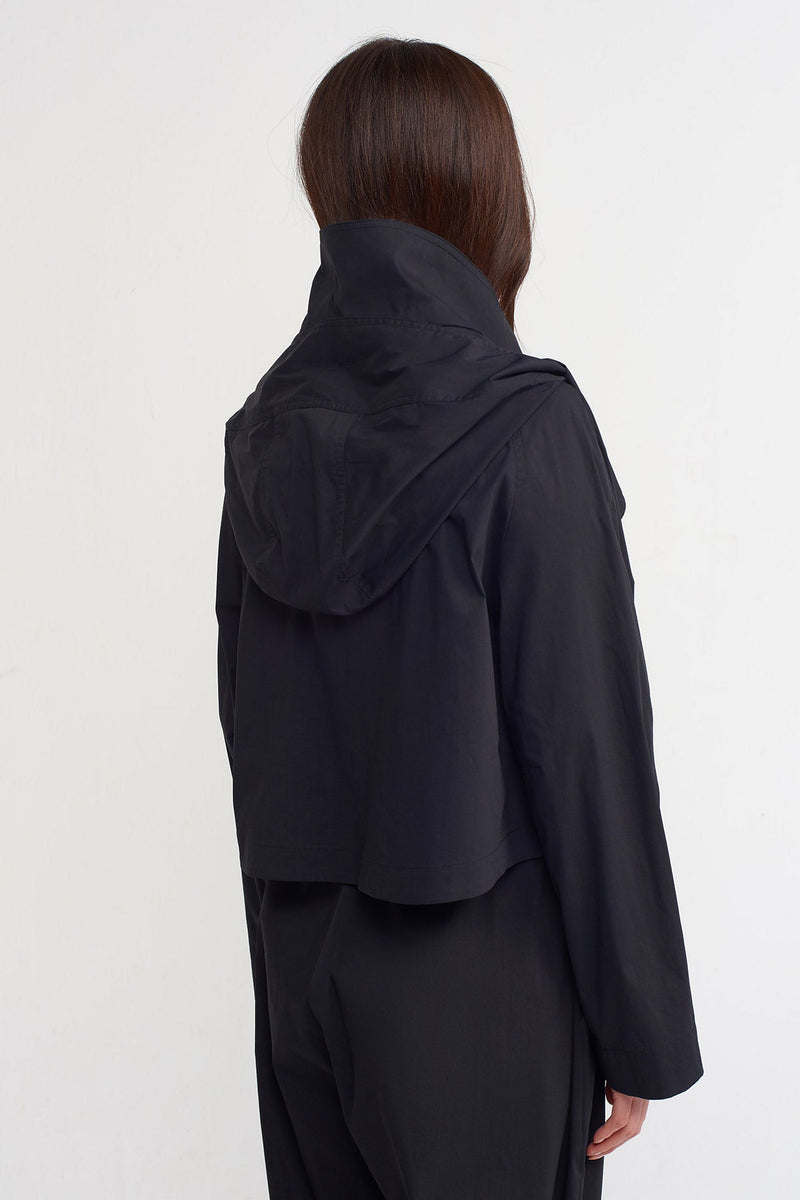 Nu Solid Hooded Poplin Jacket Black