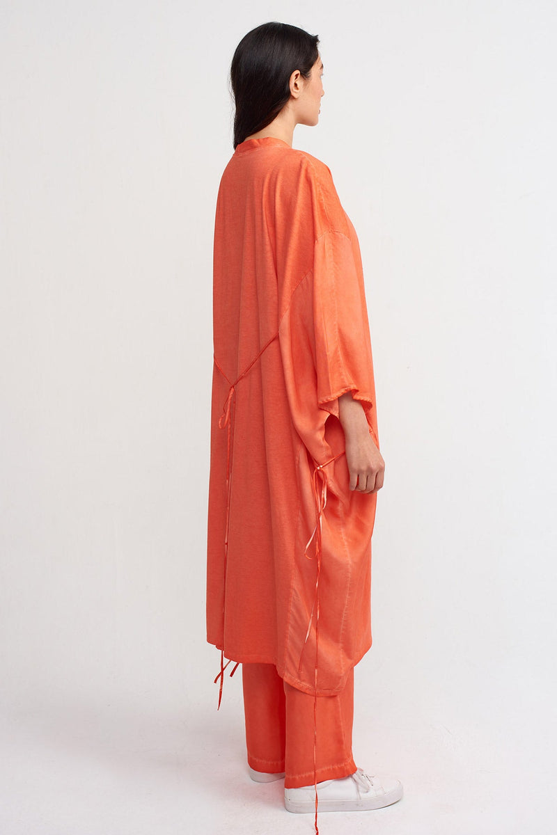 Nu String Detailed Loose Kimono Orange