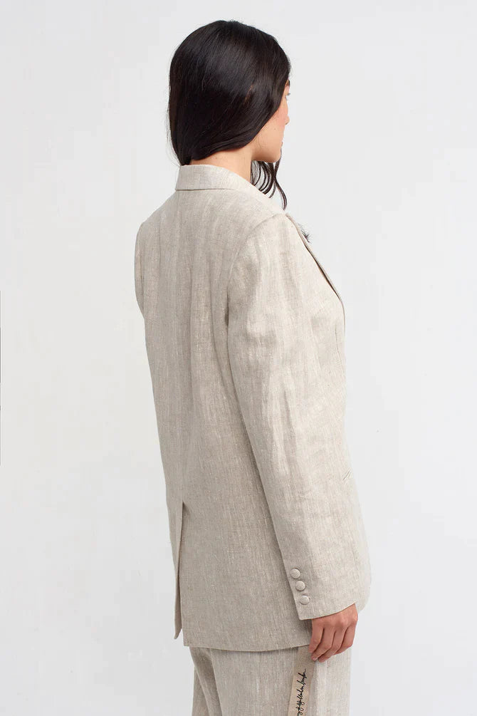 Nu Textured Double Breasted Blazer Light Grey