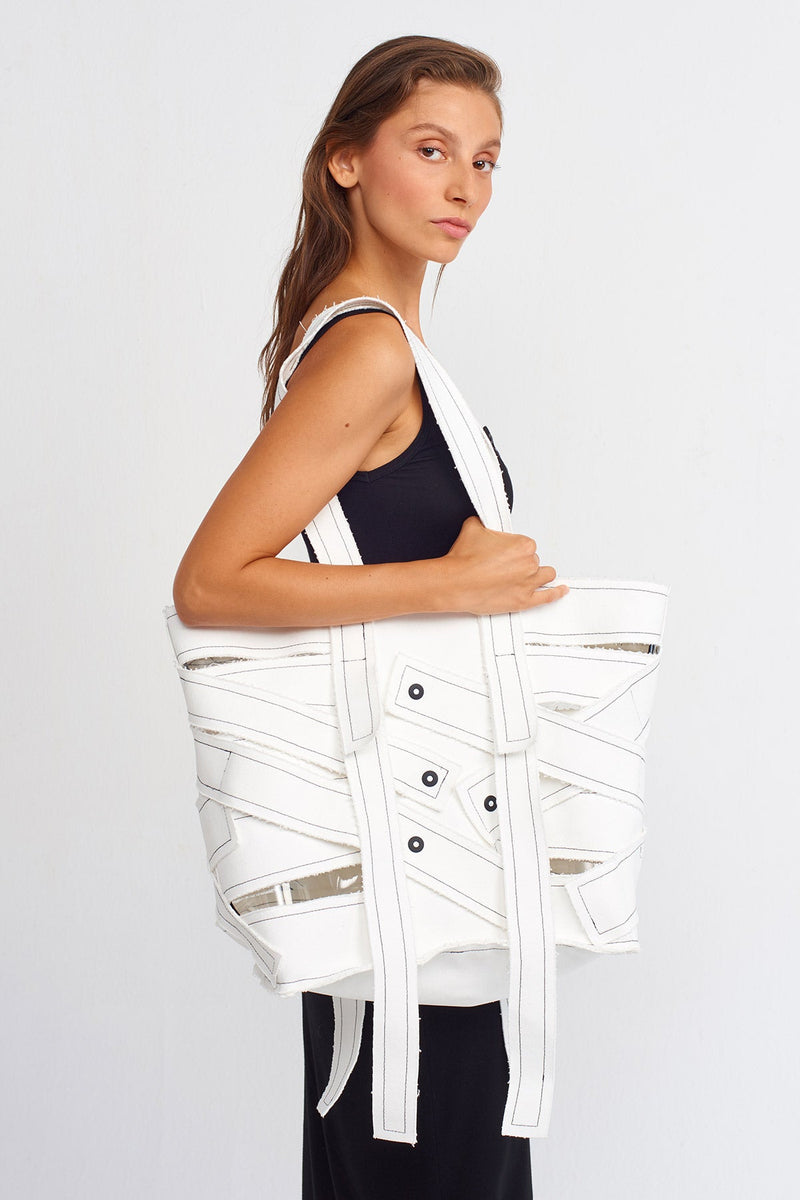 Nu Tote Bag With Contrast Stitched Detail Off White