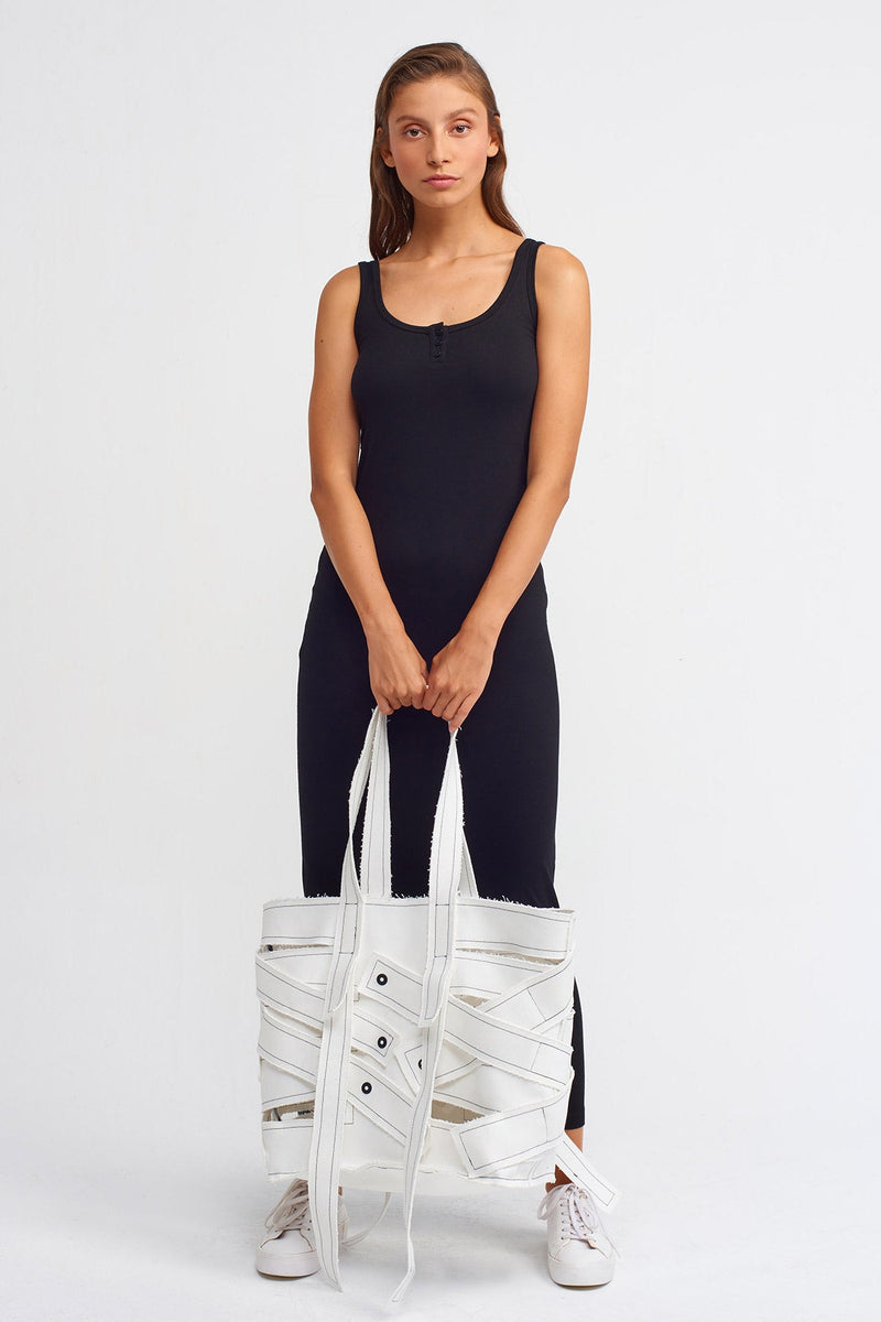 Nu Tote Bag With Contrast Stitched Detail Off White