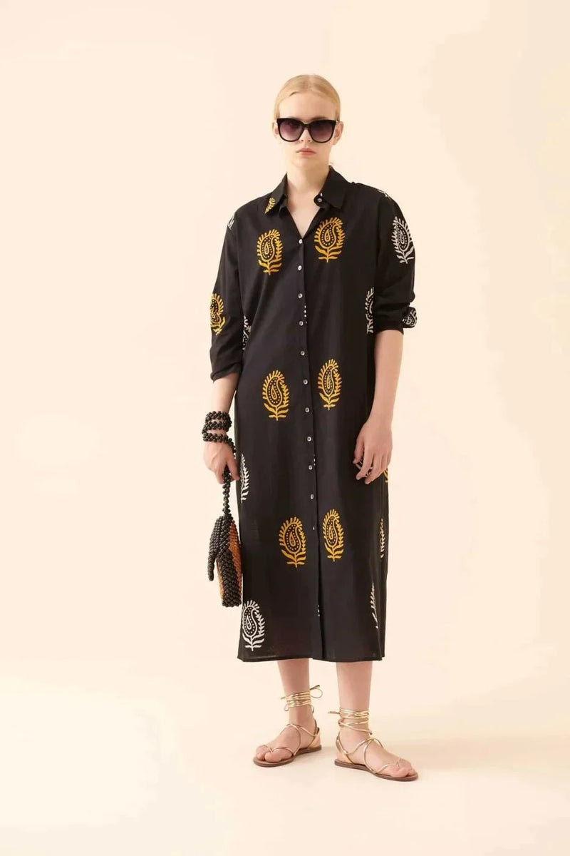 Roman Printed Maxi Shirt Dress Multi Color