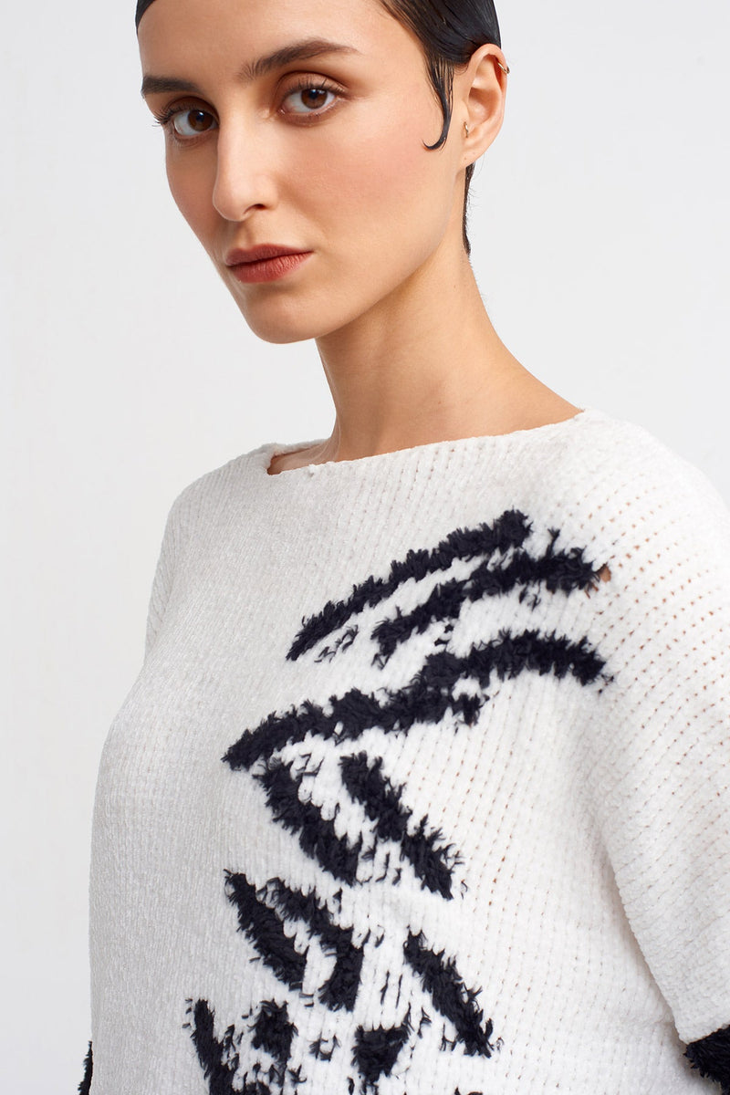 Nu Two-Tone Knit Sweater Off White/Black